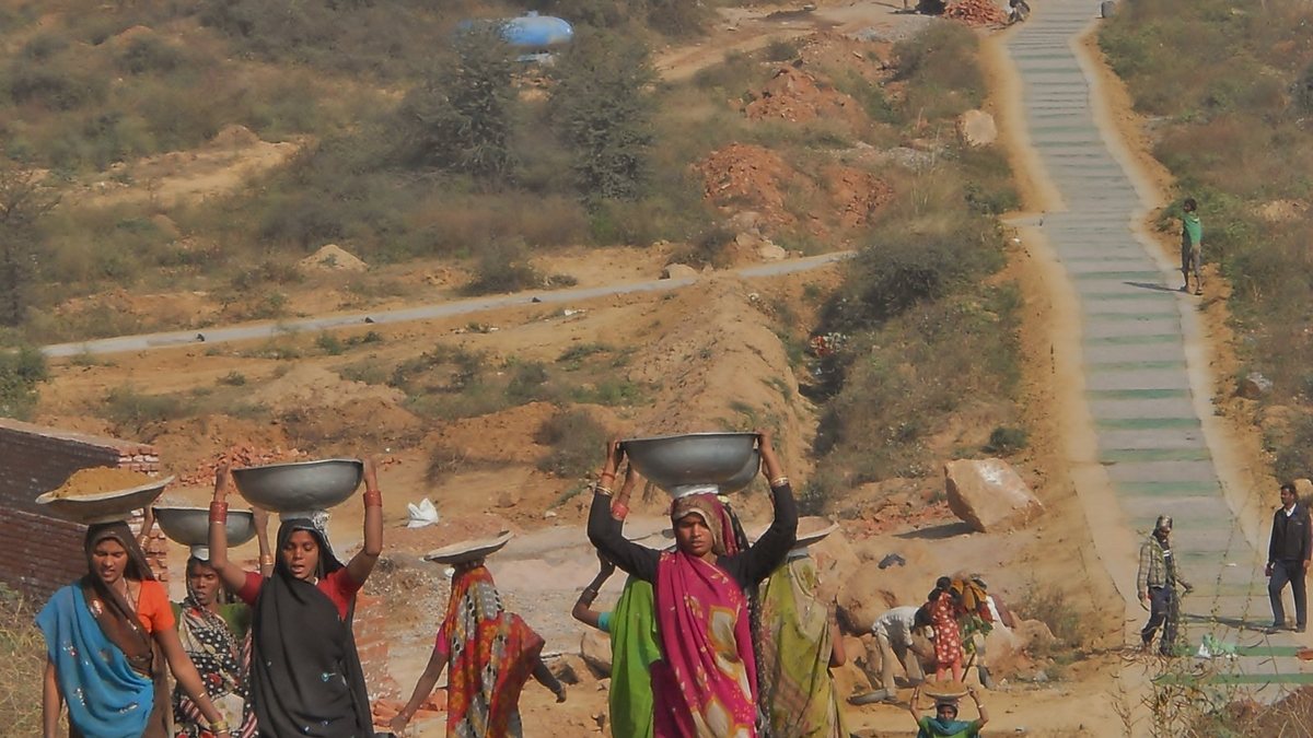 Women construction workers at a work site in Gurgaon
