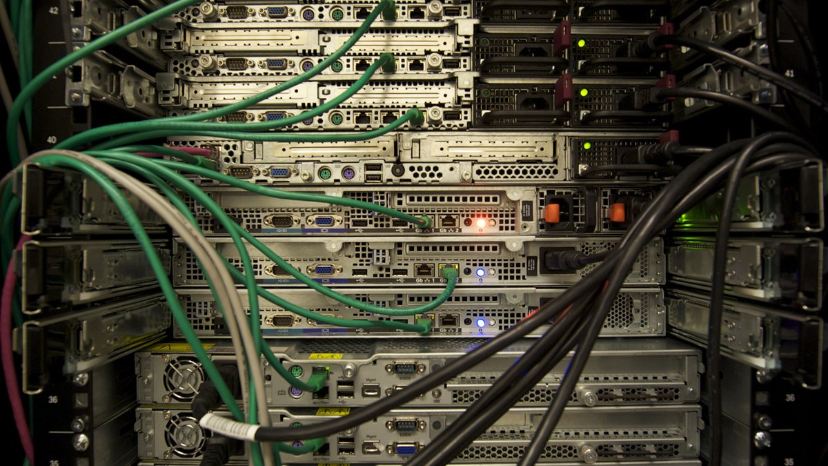 Server racks representing secure public digital infrastructure